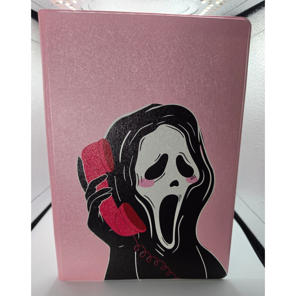 Pink Ghostface Scream Horror Tablet Folio Case with Stylus Holder 10x6.5 Inch